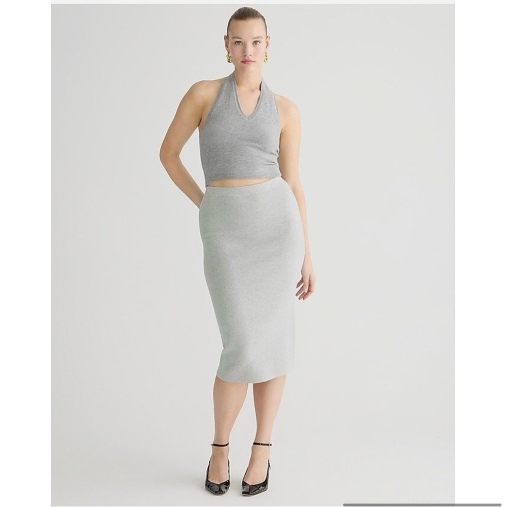 NWT J. Crew Sweater Tube Pencil Skirt Light Grey Size Medium
